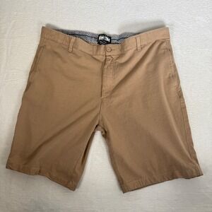 Gray Earth Mens Tan Khaki Chino Shorts 100 Cotton Size 40 Flat Front Casual